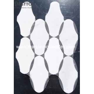 Oval white waterjet mosaic Suppliers
