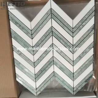 Thassos and Ming Green Chevron Mosaic Suppliers