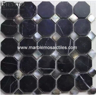 Nero Marquina octangle mosaic Suppliers