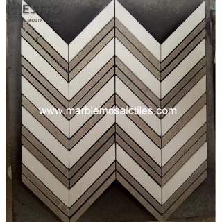 Thassos and Cindy Grey Chevron Mosaic Suppliers