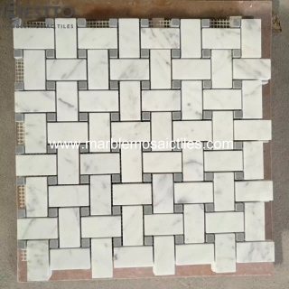 Carrara Basketweave mosaic tile Suppliers