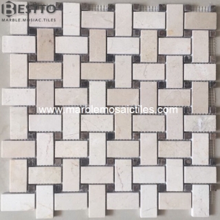 Top Quality Crema Marfil Basketweave mosaic