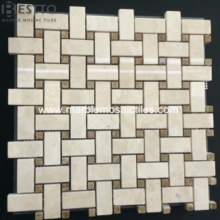 Top Quality Crema Marfil Basketweave mosaic Tile