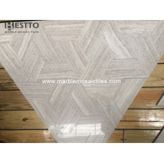 Trapeziod White Wood Marble Tile Suppliers