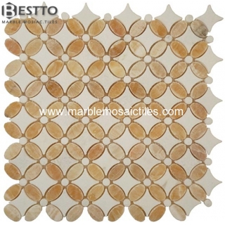 Yellow Onyx Flower Mosaic Tile Suppliers