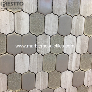 Wood vein Marble Blend Porcelain Mosaic Tiles Manufacturers