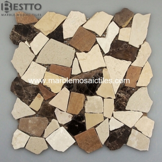 Marble Crazy mix tumbled mosaic tile Suppliers