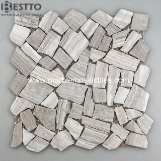 White wood Crazy mix tumbled mosaic tile Manufacturers