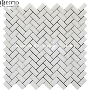 White Thassos Herringbone  Mosaic Suppliers