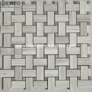 Top Quality White Wood Basketweave mosaic
