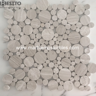 White wood Marble Bubble Mosaic tiles Online