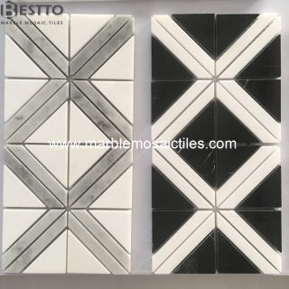 White Grey Black Marble Mosaic tiles Suppliers