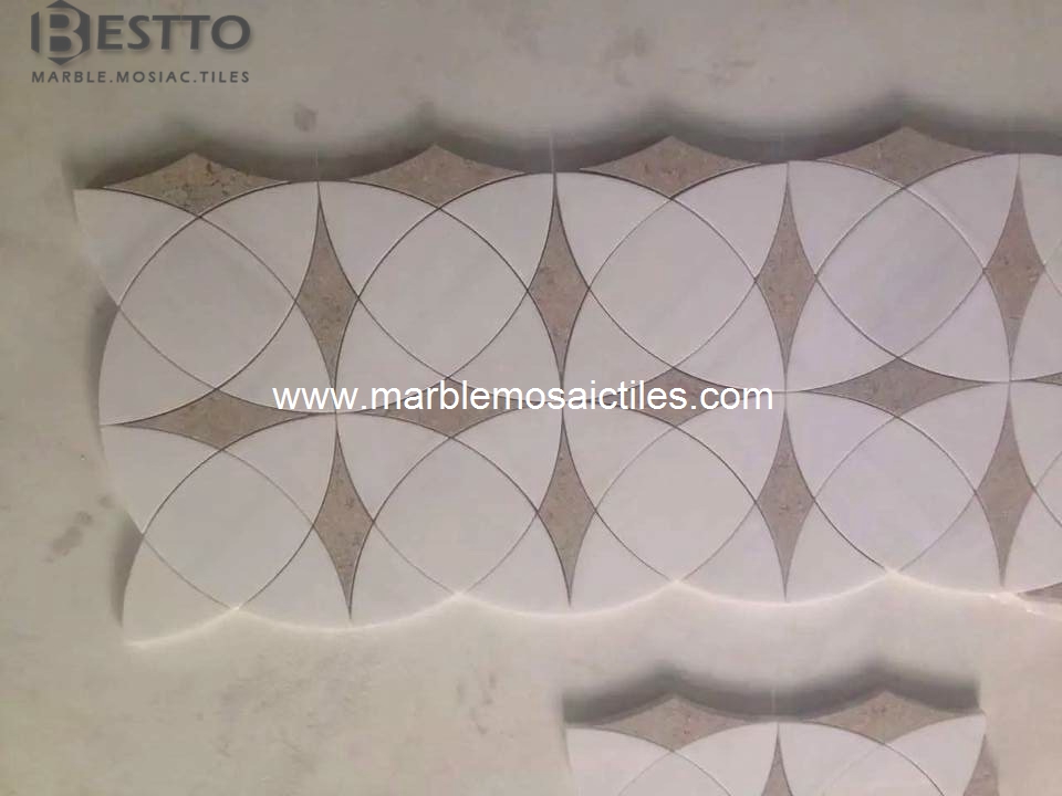 Bianco Dolomiti water jet mosaic