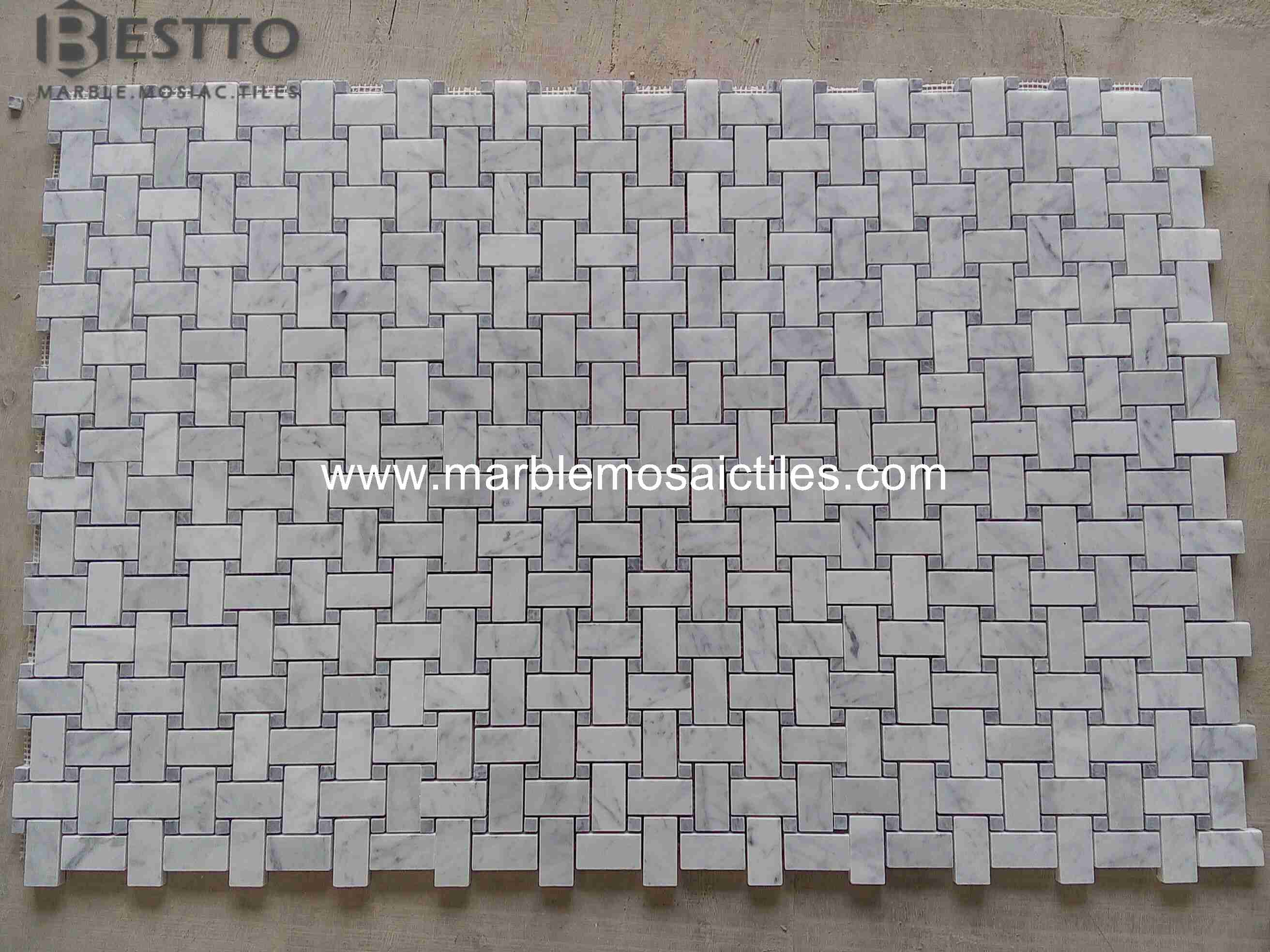 Basket weave mosaic Carrara White