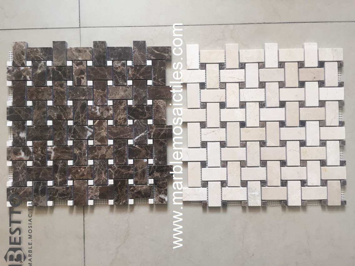 Dark Emperador Basket weave mosaic