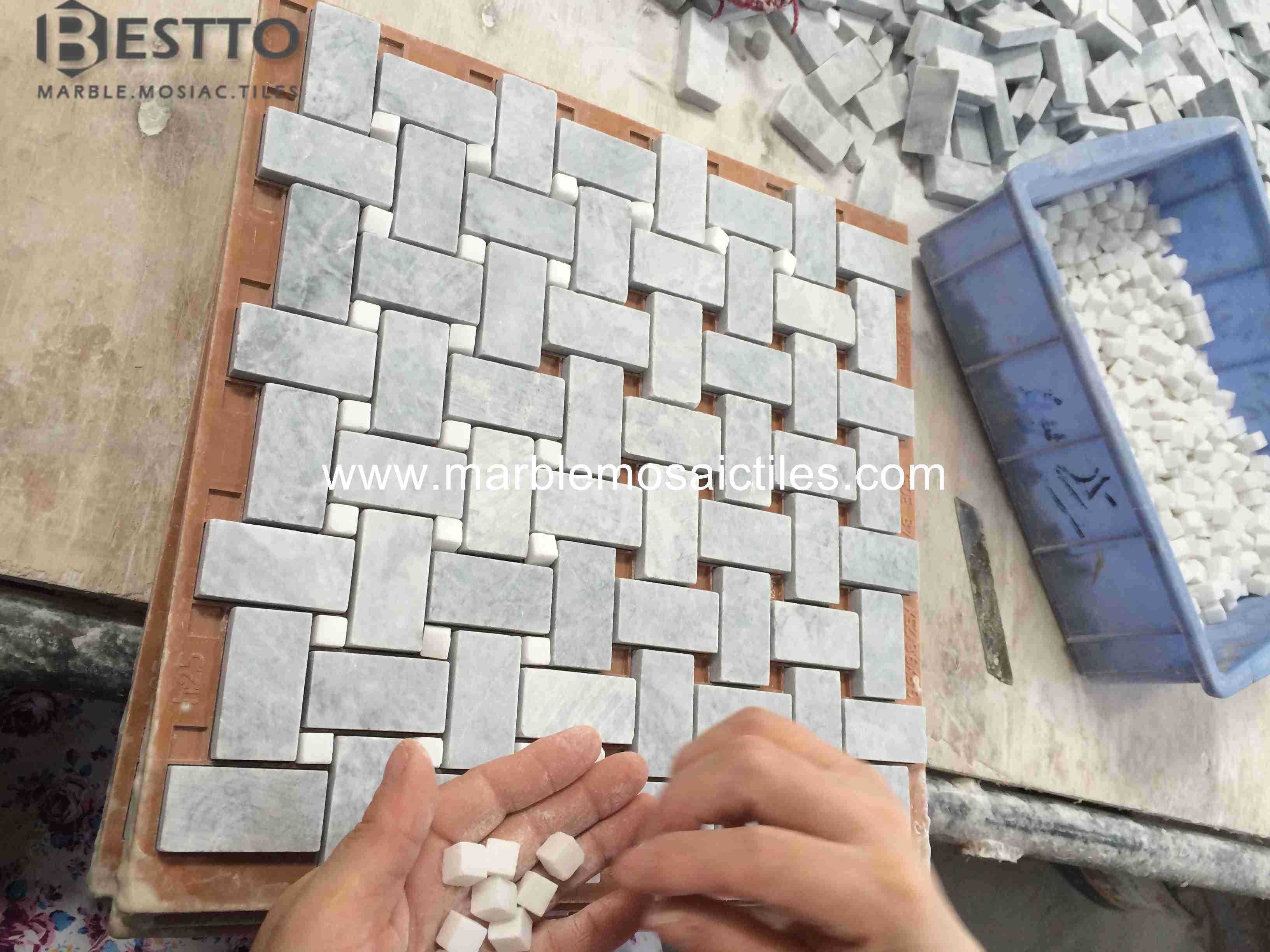 Pacific Grey Marble Basket weave mosaic