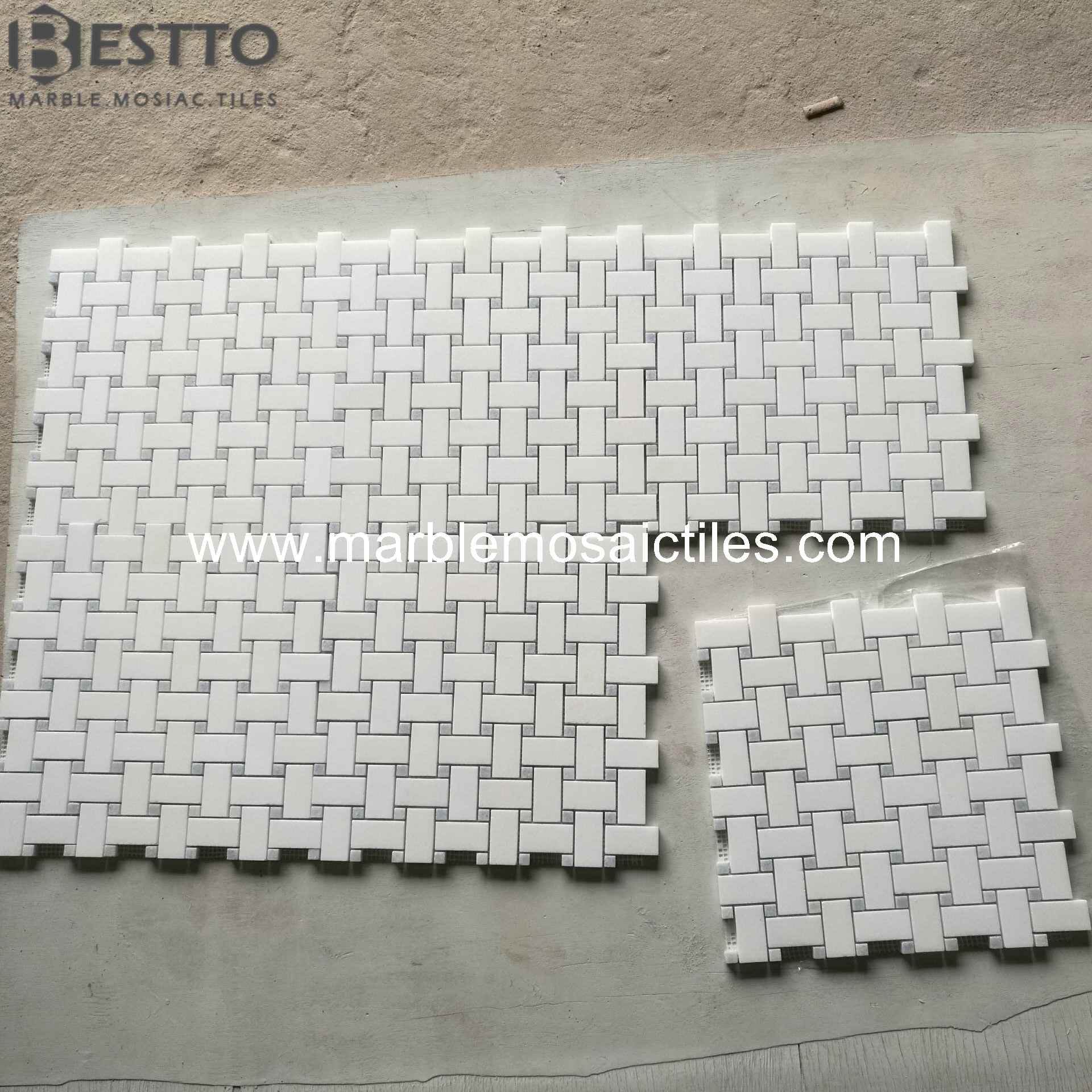 Thassos White Basket weave mosaic