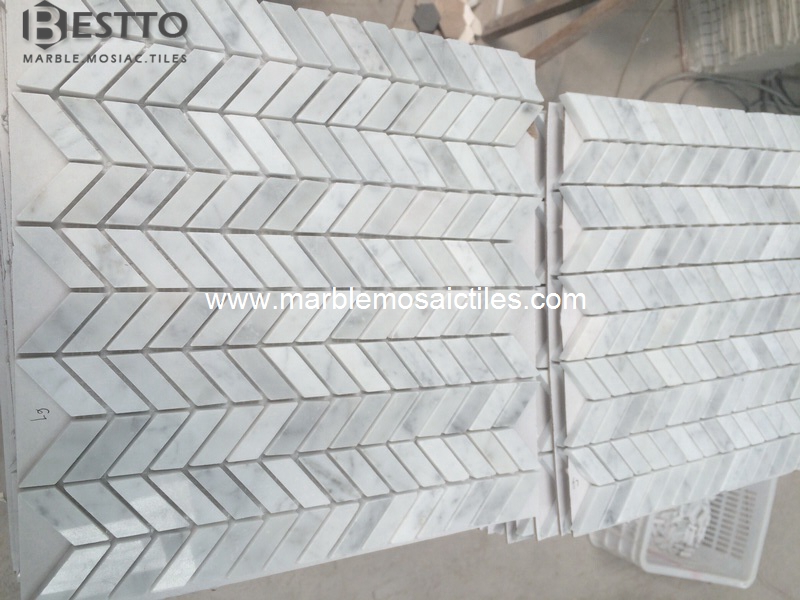 Carrara Fishbone Mosaic Tile