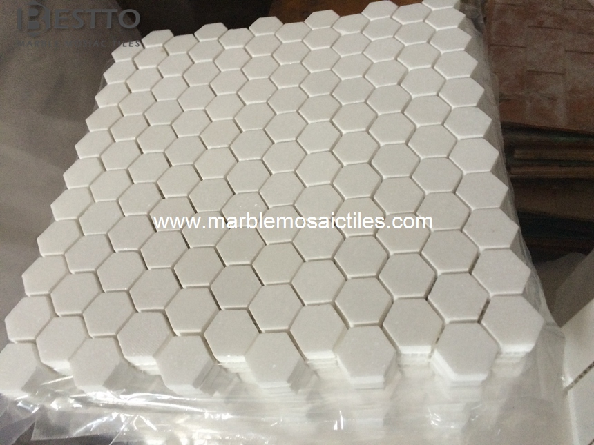 Thassos White Hexagon Mosaic