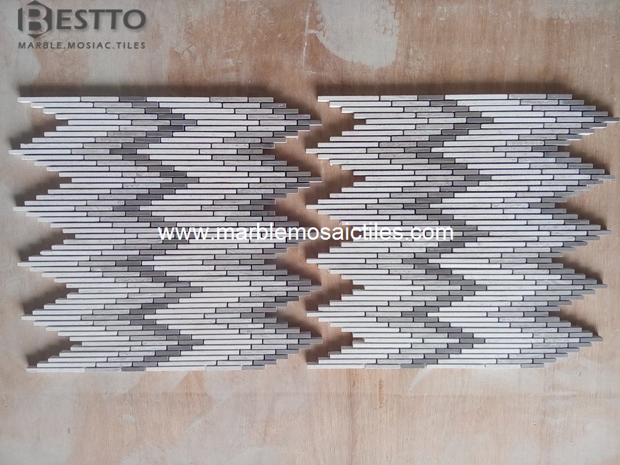 Wooden Marble Strips Mosaic