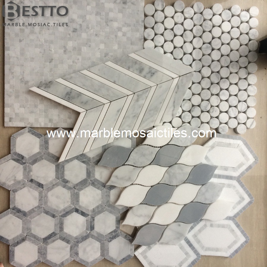 Carrara white Mosaic Tiles
