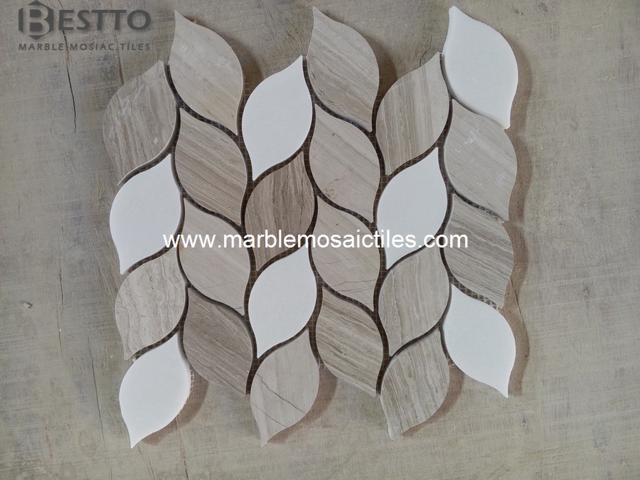 White Wood Mosaic Tiles