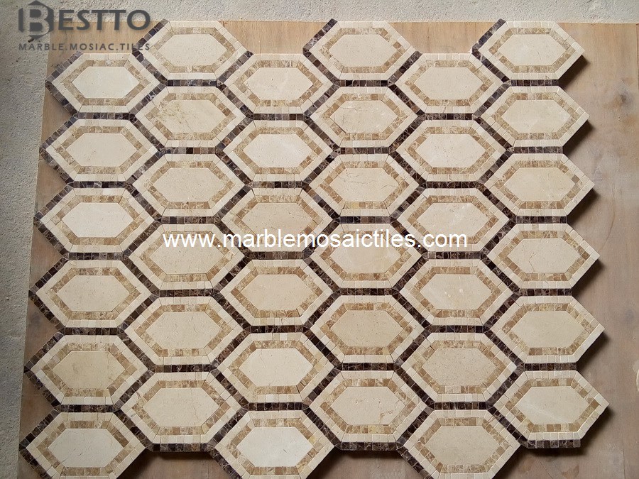 Cream Marfil Hexagonal Mosaic