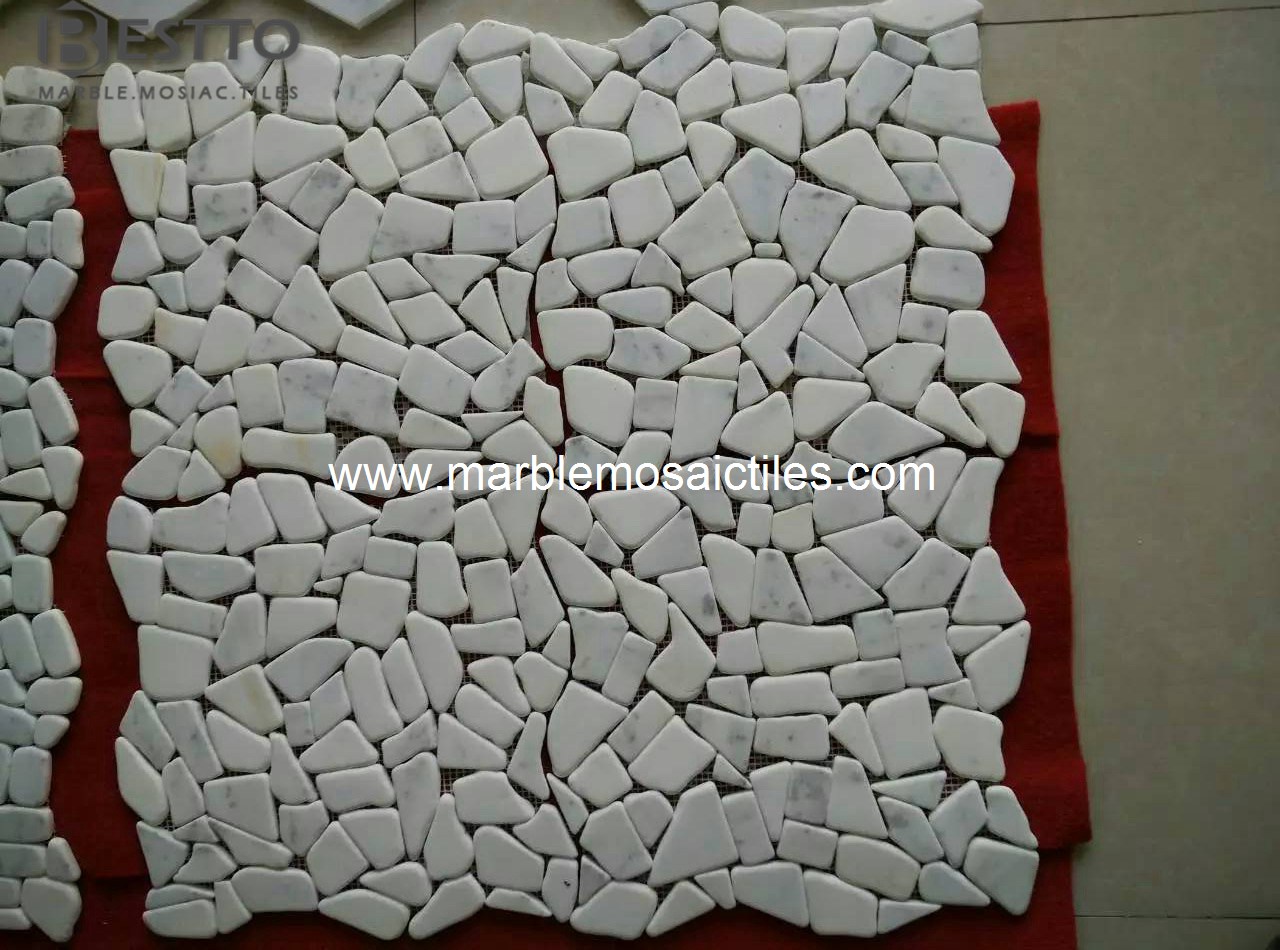 White Carrara Crazy mix mosaic