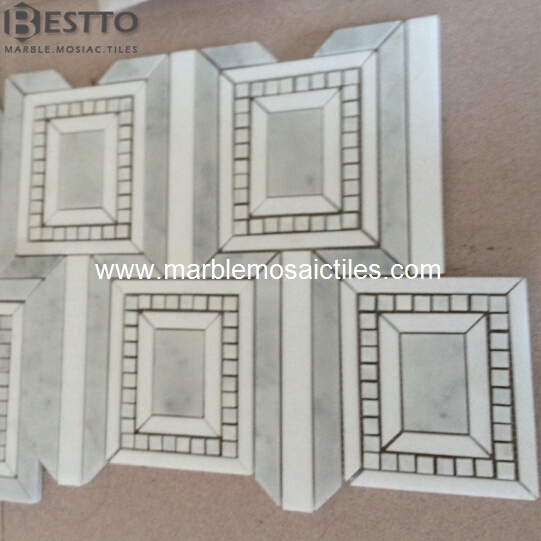 Thassos White and Carrara Grey Mosaic Tile