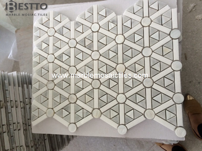 Thassos White and Carrara Grey Mosaic Tile