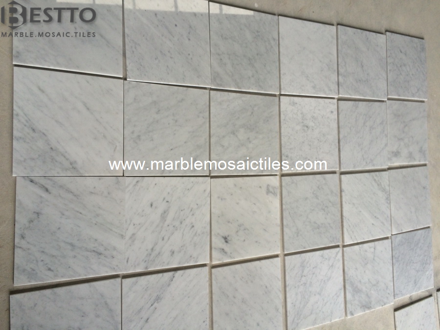 White Carrara Polished Tiles 12''x12''