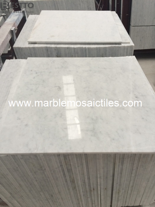 White Carrara Polished Tiles 24''x24''