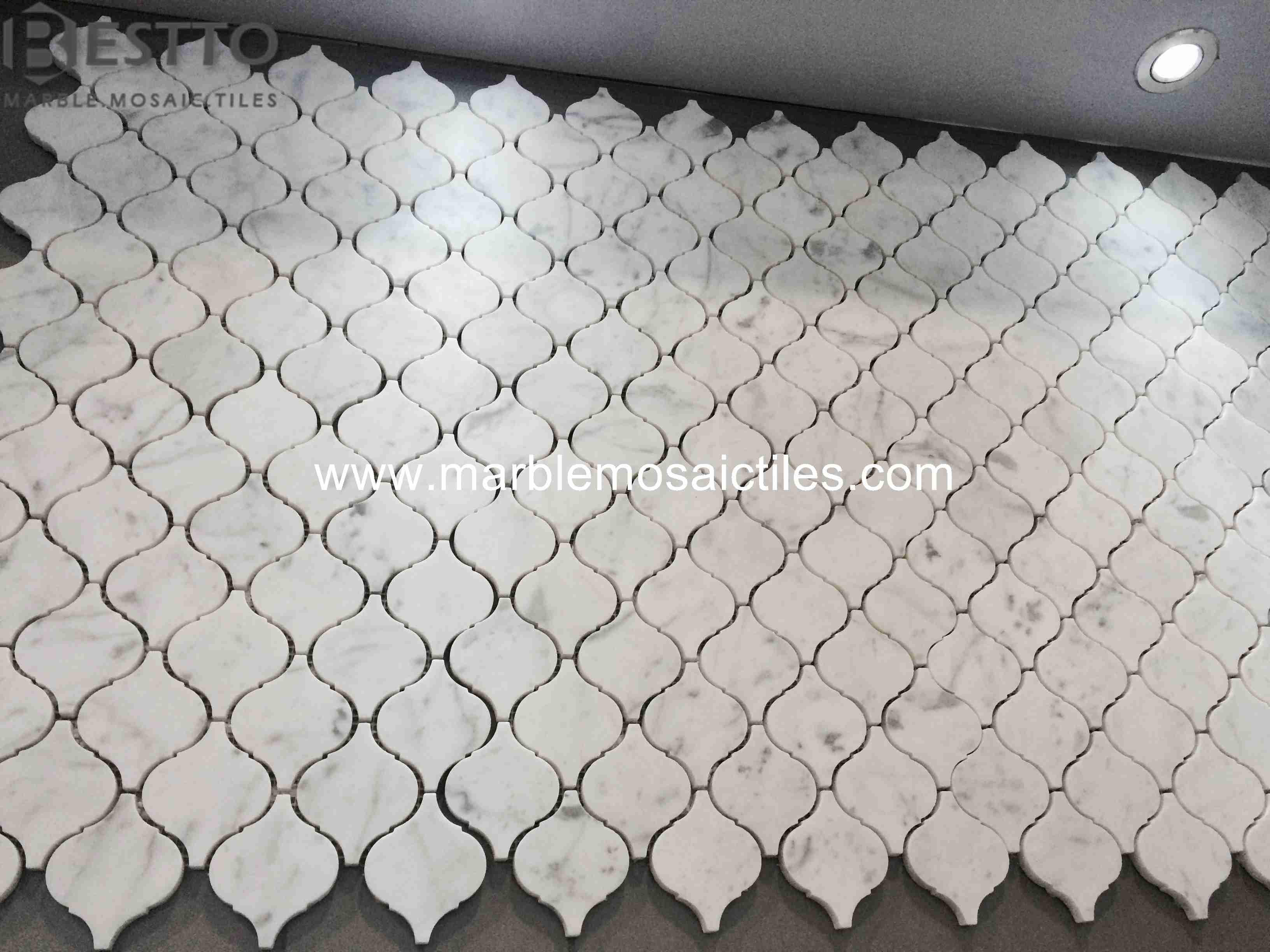 White Carrara Arabesque Mosaic Tile