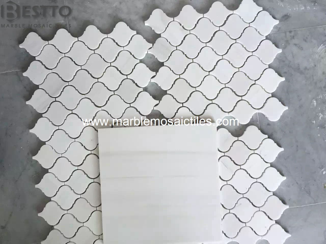 Bianco Dolomiti Arabesque mosaic tiles