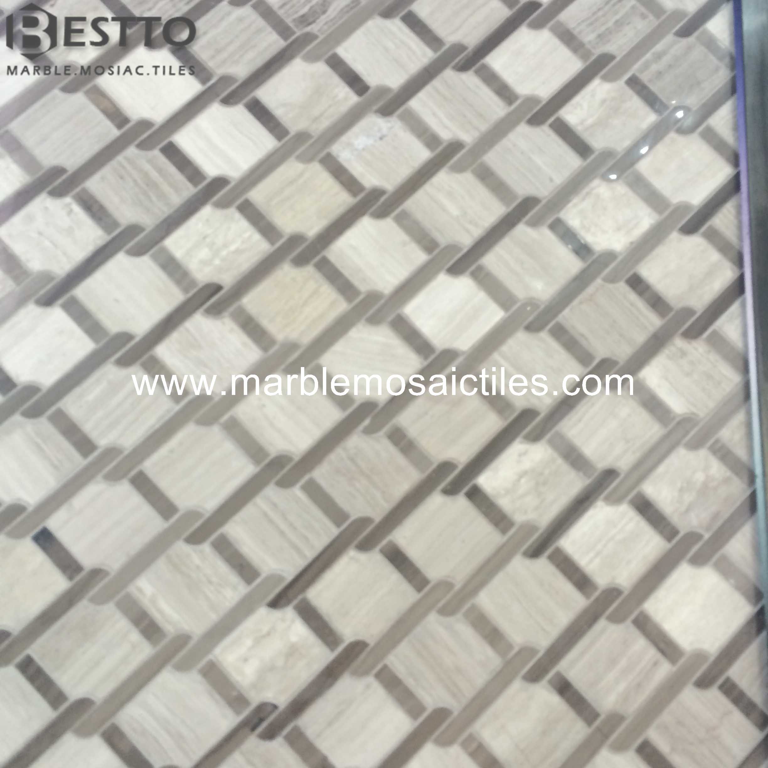 White Wood Mosaic Tiles