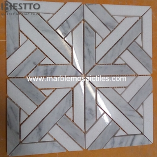 Carrara White and Thassos Mosaic Tiles