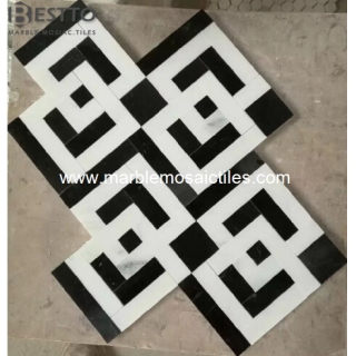 Thassos White and Black Marquina mosaic