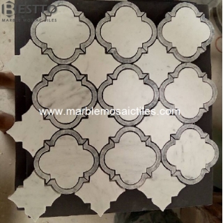 Carrara White Waterjet Mosaic