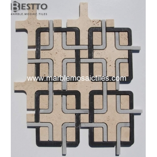 Hot Sale Marble  and travertine waterjet mosaic