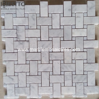 Basketweave mosaic Carrara White Manufacturers