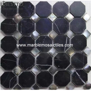 Nero Marquina octangle mosaic Manufacturers