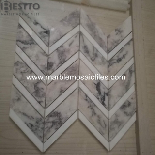 Thassos and Rose Pink Chevron Mosaic Manufacturers