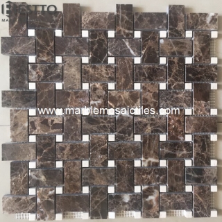 Dark Emperador Basketweave mosaic Manufacturers