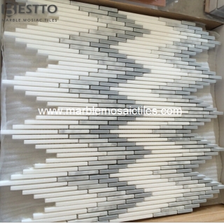 Top Quality Greece Thassos White Strips Mosaic