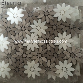 Top Quality White wood Flower Mosaics