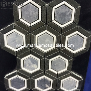 Black marble Hexagonal Mosaic
