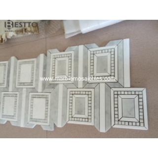 Top Quality Thassos White and Carrara Grey Mosaic Tile