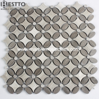 Wooden Vein Marble Flower Mosaic Tile Manufacturers