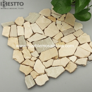 Crema Marfil tumbled mosaic tile