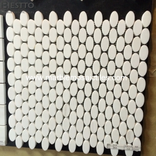 Top Quality Bianco Dolomiti Oval Mosaic Tile